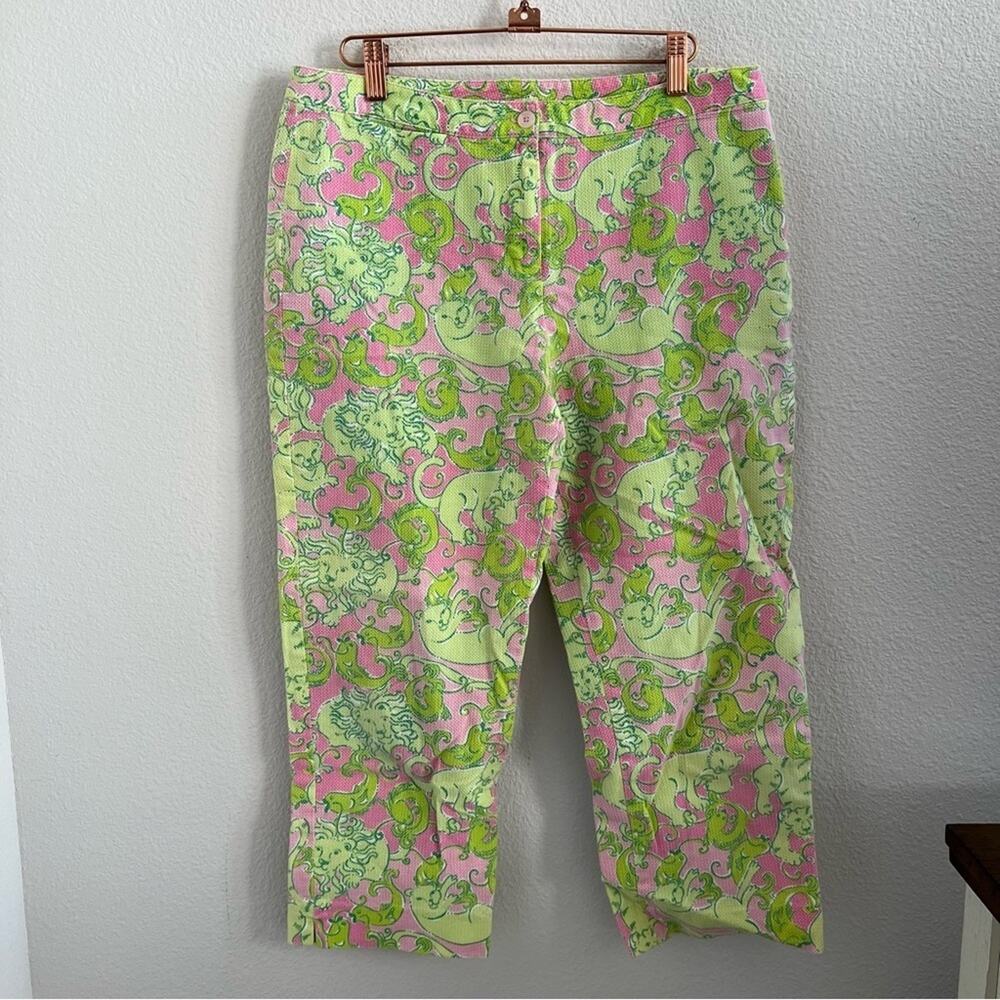 Vintage Lily Pulitzer Pastel Floral Tiger Pants 10